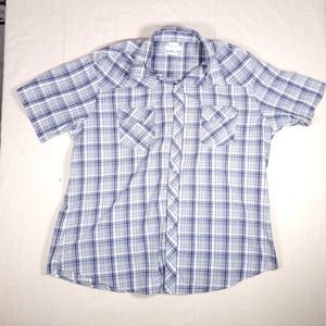 Wrangler Shirt Men's XXL Short Sleeve Snap Button Western Style Plaid